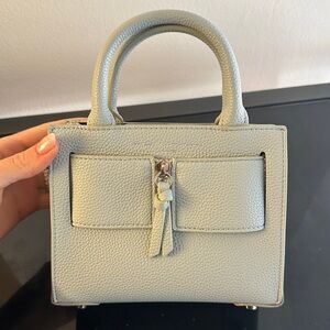 Brandon Blackwood KUEI Bag baby blue leather with crossbody strap and dust bag